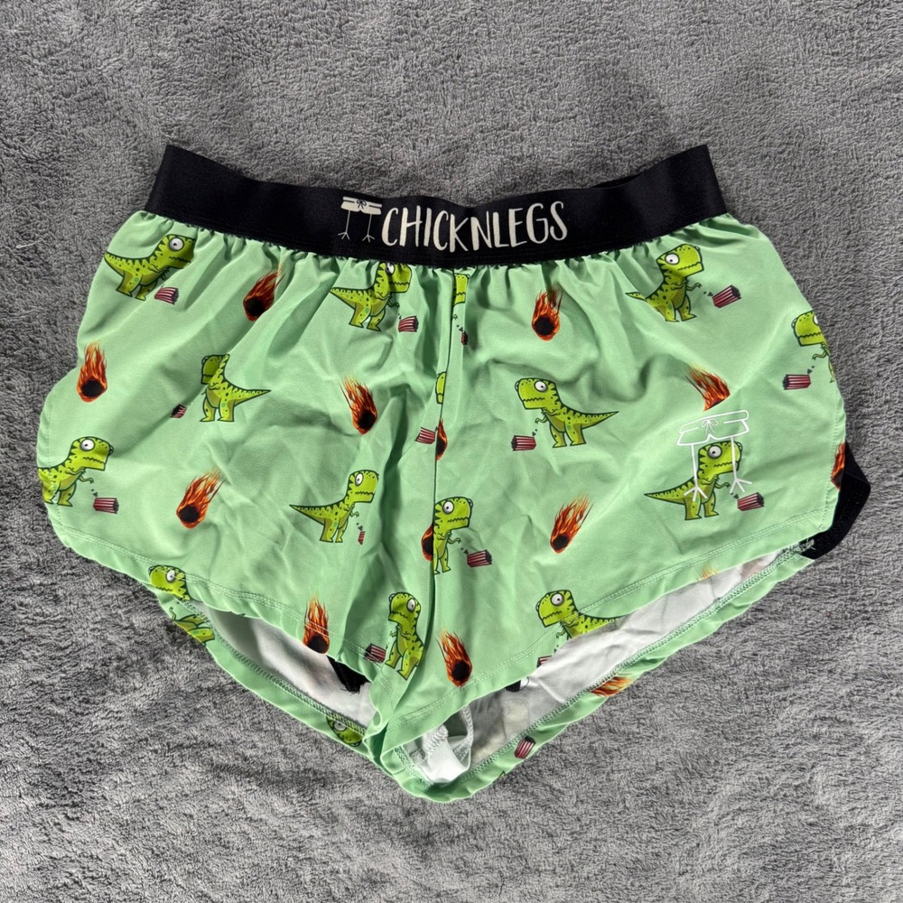 ChicknLegs Lined Running Shorts Dino-Sore 1.5" Women's Small T-Rex Meteor